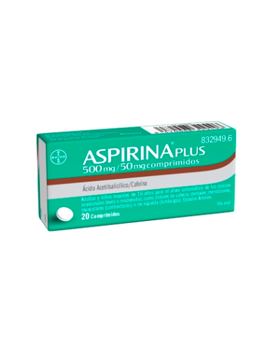 Aspirina plus 500 mg/ 50 mg comprimidos