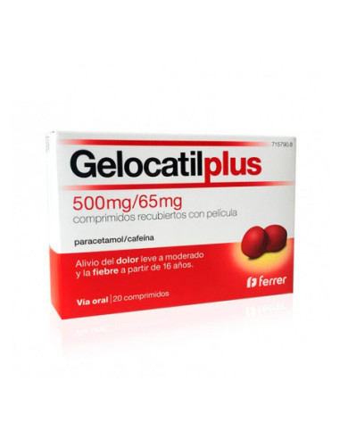 Gelocatil plus 500 mg/65 mg 20 comprimidos recubiertos con pelicula
