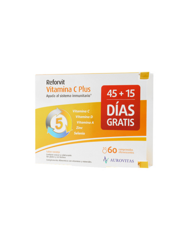REFORVIT VITAMINA C PLUS  2 ENVASES 30 COMPRIMIDOS EFERVESCENTES DUPLO SABOR NARANJA